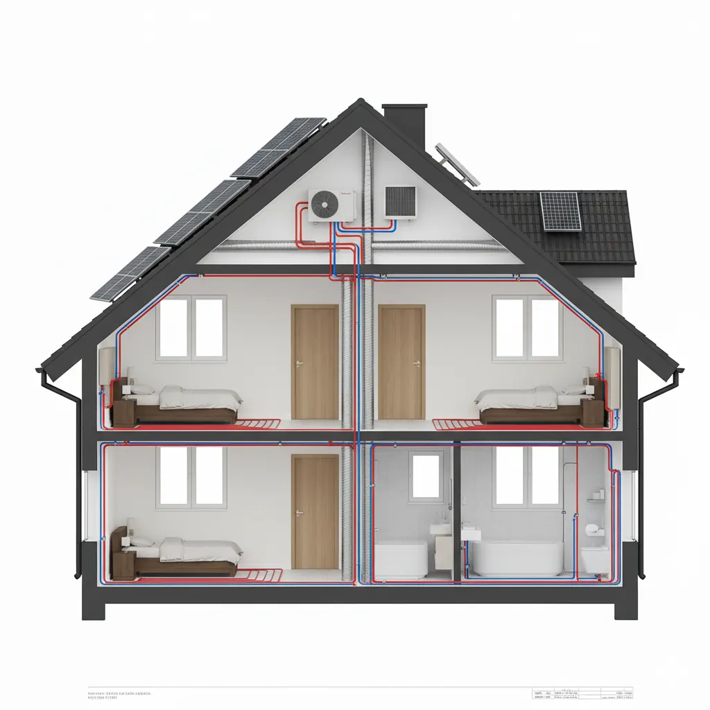 Schemat instalacji w domu prefabrykowanym